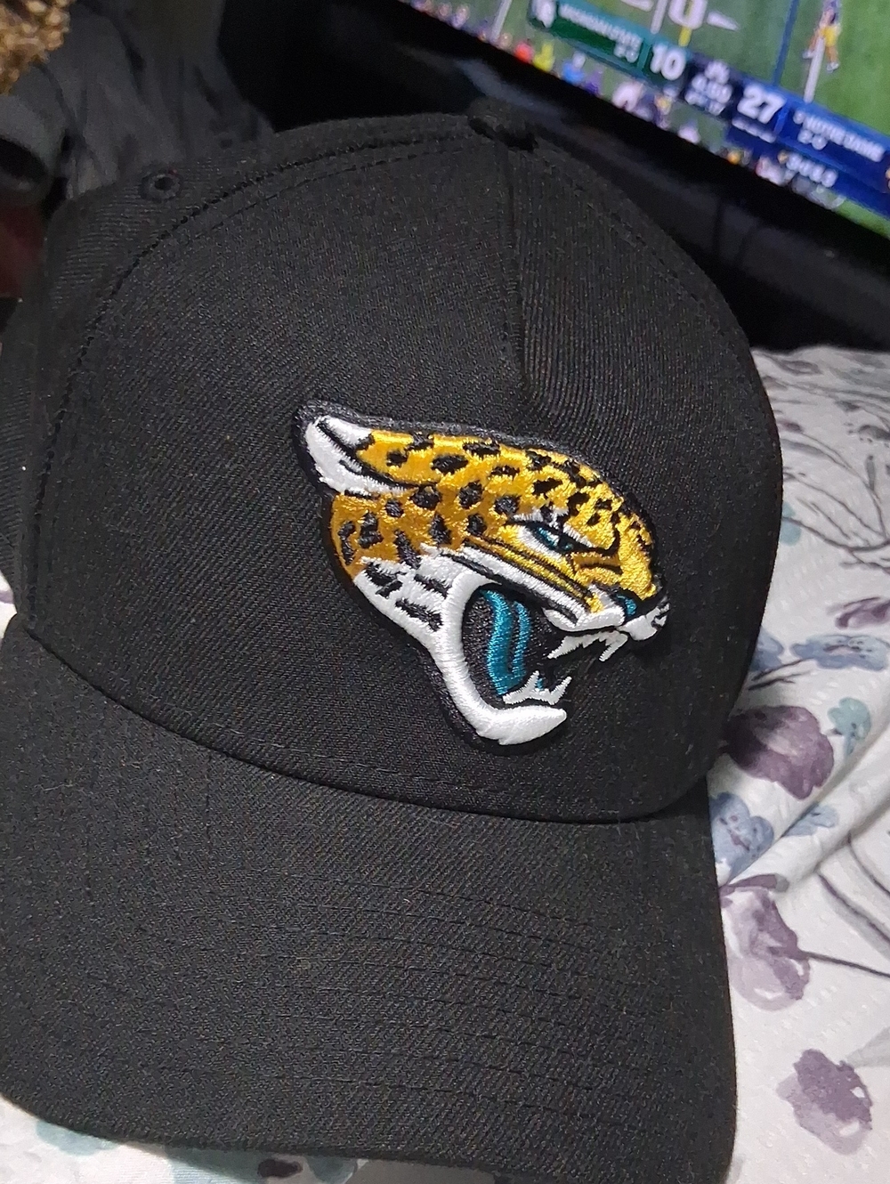 NFL Black Hat with Yellow & Teal Jaguar Patch